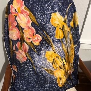 Vintage silk scarf hand rolled by exclusive designs, 30 in.²